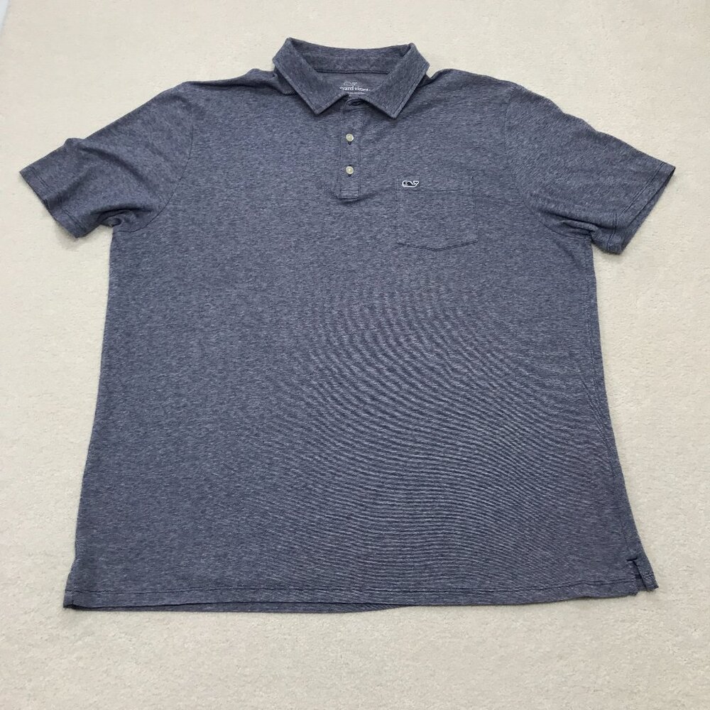 Vineyard Vines Polo Shirt Men's XL Extra Large Blue White Whale Logo Classic